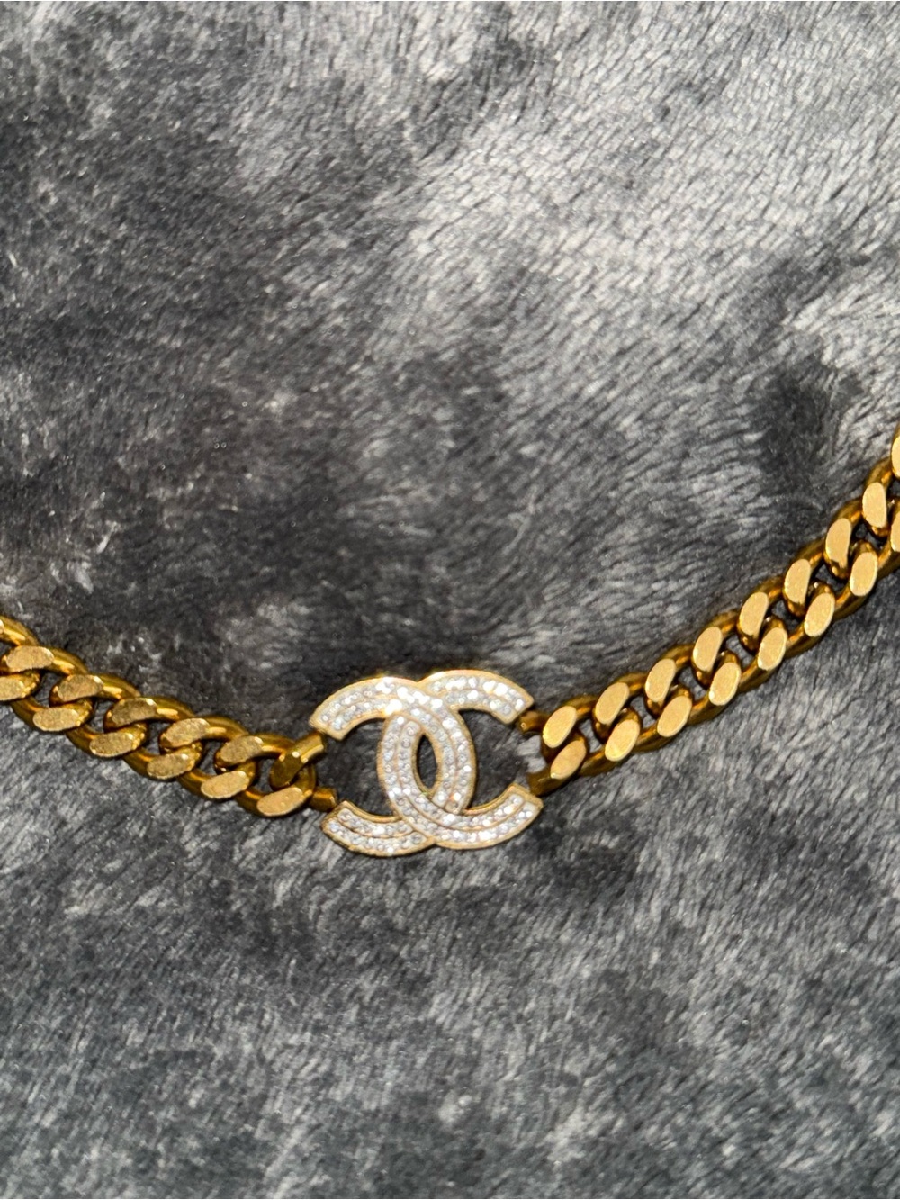 Gold Chain Necklace with Crystal Interlocking Logo Accent - Picture 3 of 7